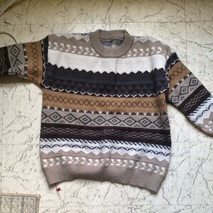 Men's Patterned Sweater - Brown and Black